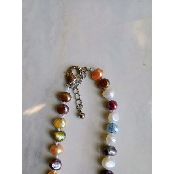 Vintage European Hand Knotted Freshwater Cultured Baroque Pearl Necklace - Picture 5 of 6